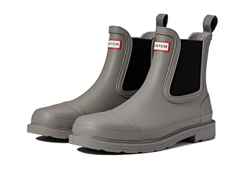 Hunter Commando Chelsea Boots for Women - Rubber Outsole with Tread Pattern, Slide On Closure, and Waterproof Shoes Grey Heron 6 M | Amazon (US)
