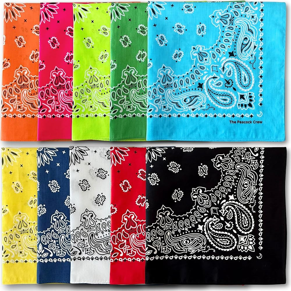 The Peacock Crew Premium Soft Cotton Bandanas Pack for Men and Women Paisley 22 x 22 inches | Amazon (US)