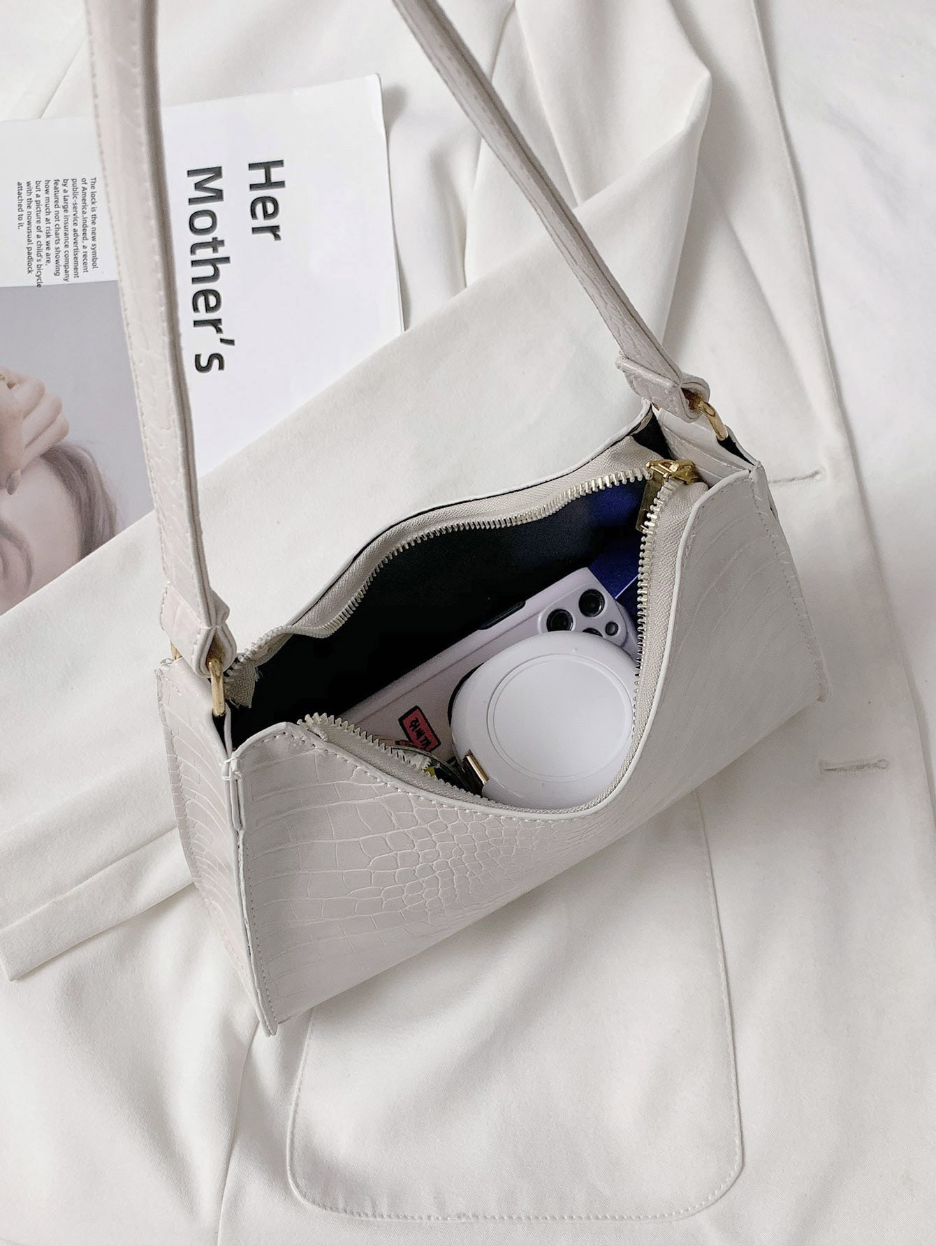 Croc Embossed Shoulder Bag | SHEIN