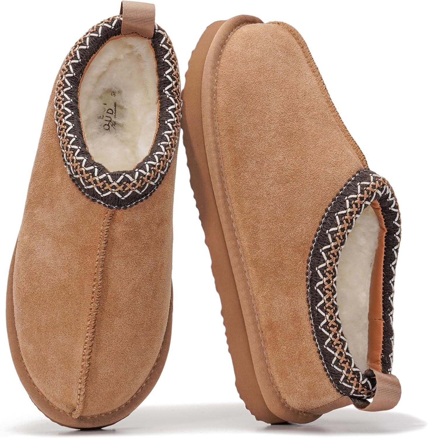 100% Genuine Leather Womens Slippers Fur-Lined Shearling Slippers for Women | Amazon (US)