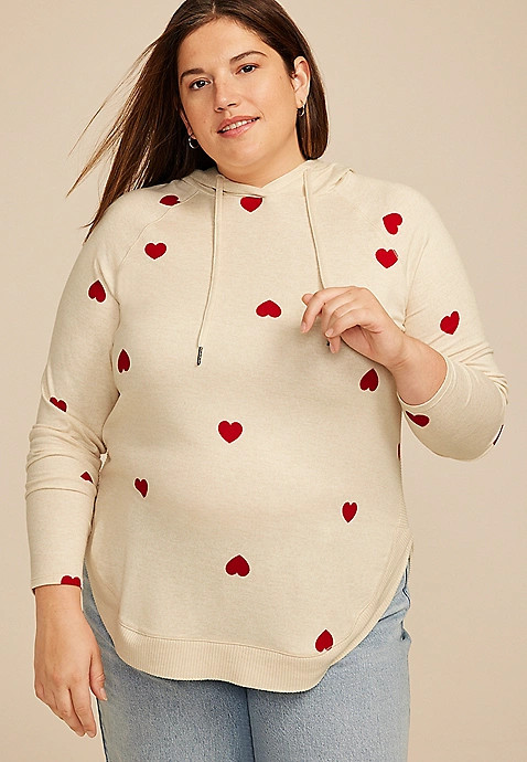 Plus Size Haven Heart Print Hoodie | Maurices