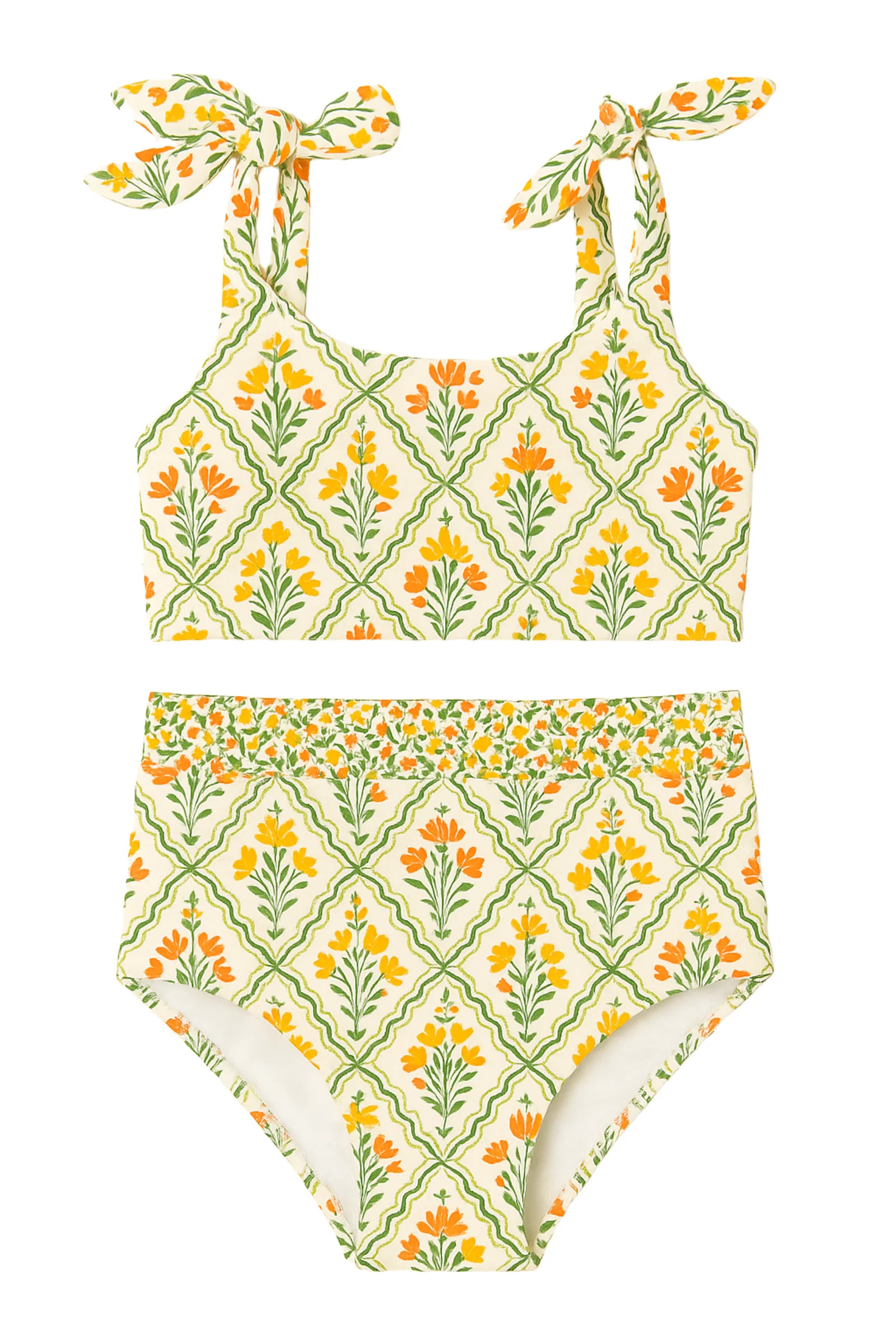 Little Lauren Two Piece Swimsuit in Floral Tile | Hermoza