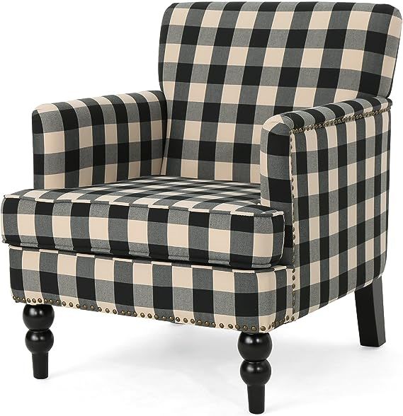 Christopher Knight Home Evete Tufted Fabric Club Chair, Black Checkerboard | Amazon (US)