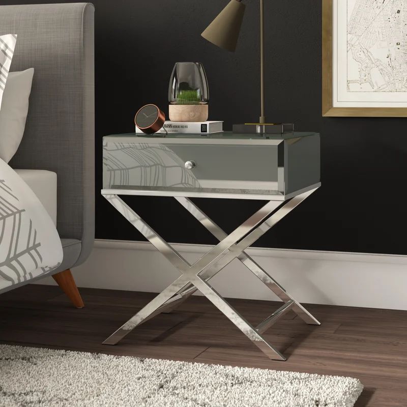 Gasaway 26.5'' Tall Cross Legs End Table with Storage | Wayfair North America