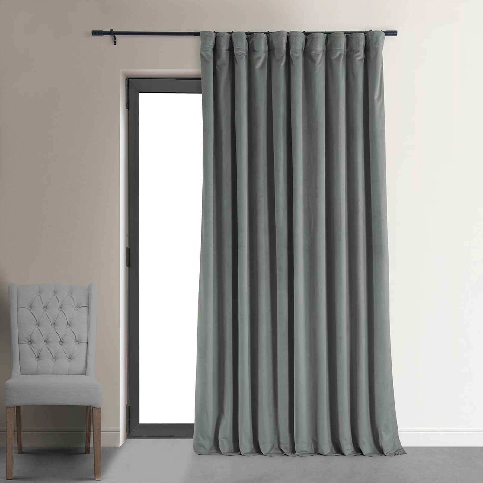 EFF Blackout 1-Panel Signature Velvet Double-Wide Window Curtain, Grey, 100X120 | Kohl's