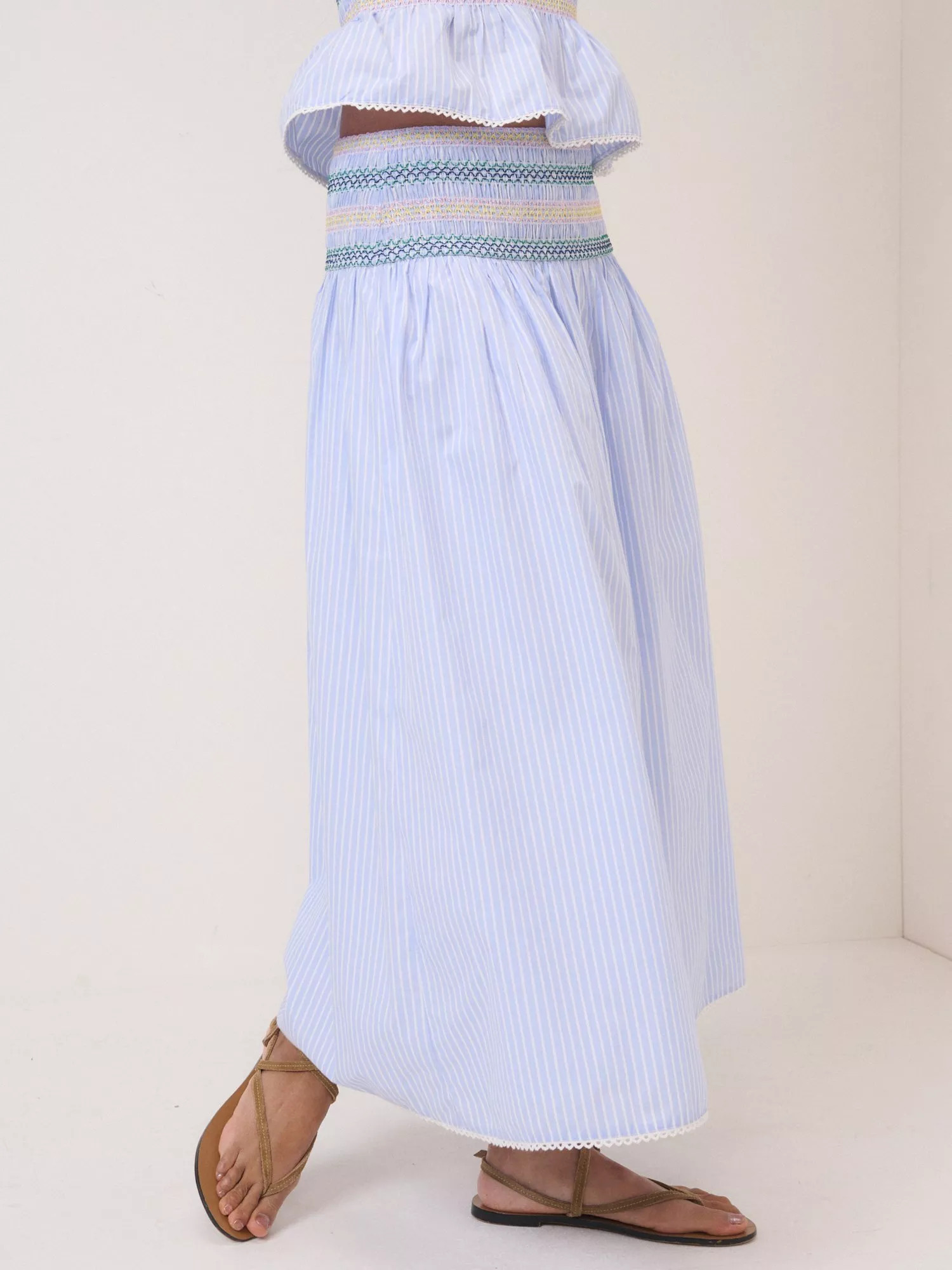Petite Louise Ronda Stripe Skirt, Blue/Multi | John Lewis (UK)