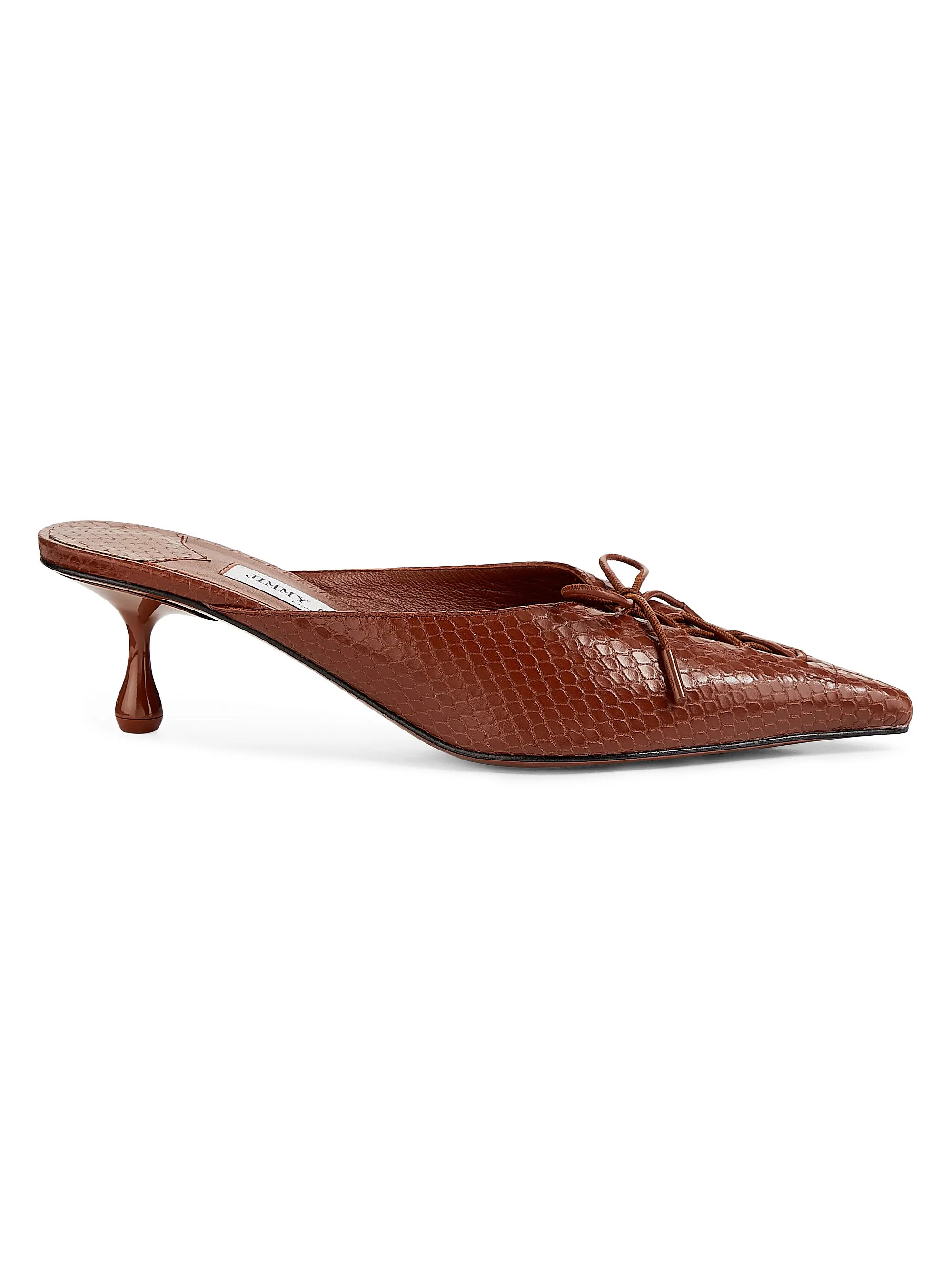 Jimmy Choo Scarlett 50MM Snakekin-Embossed Leather Mules | Saks Fifth Avenue | Saks Fifth Avenue