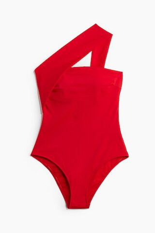 H & M - One-Shoulder-Badeanzug mit wattierten Cups - Rot - Damen | H&M (DE, AT, CH, NL, FI)