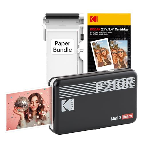 KODAK Mini 2 Retro 2x3 Portable Photo Printer, 38 Sheets, Bluetooth Smartphone Printer for iPhone & Android, Instant Color Prints, 4PASS Dye Sublimation, Black | Amazon (US)