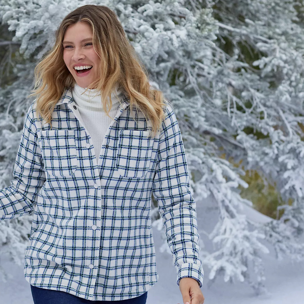 Women's Print Anyweather Fleece Shirt Jacket | Lands' End (US)