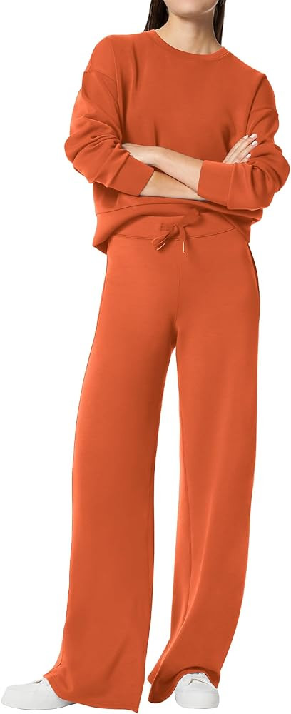 SuperPrity Womens 2 Piece Outfits Sweatsuit Set Sweatshirt Wide Leg Sweatpants Tracksuit Matching... | Amazon (US)