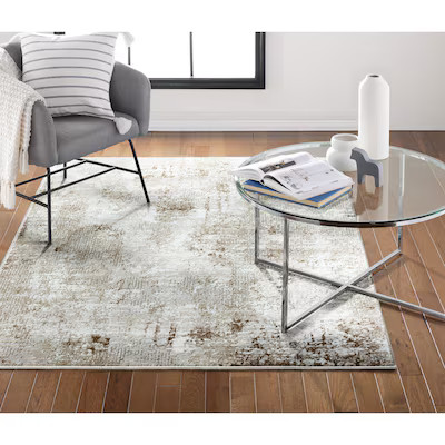 Origin 21 Beige Shimmer 3 x 5 (ft) Loomed Polyester Beige Rectangular Indoor Abstract Area rug | Lowe's