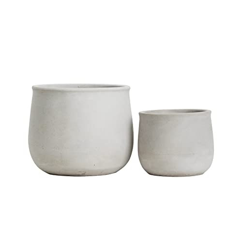 Olly & Rose Mykonos Natural Ceramic Cement Plant Pot Set 2 Indoor Planters 6.7 Inch + 4.9 Inch Ou... | Amazon (US)