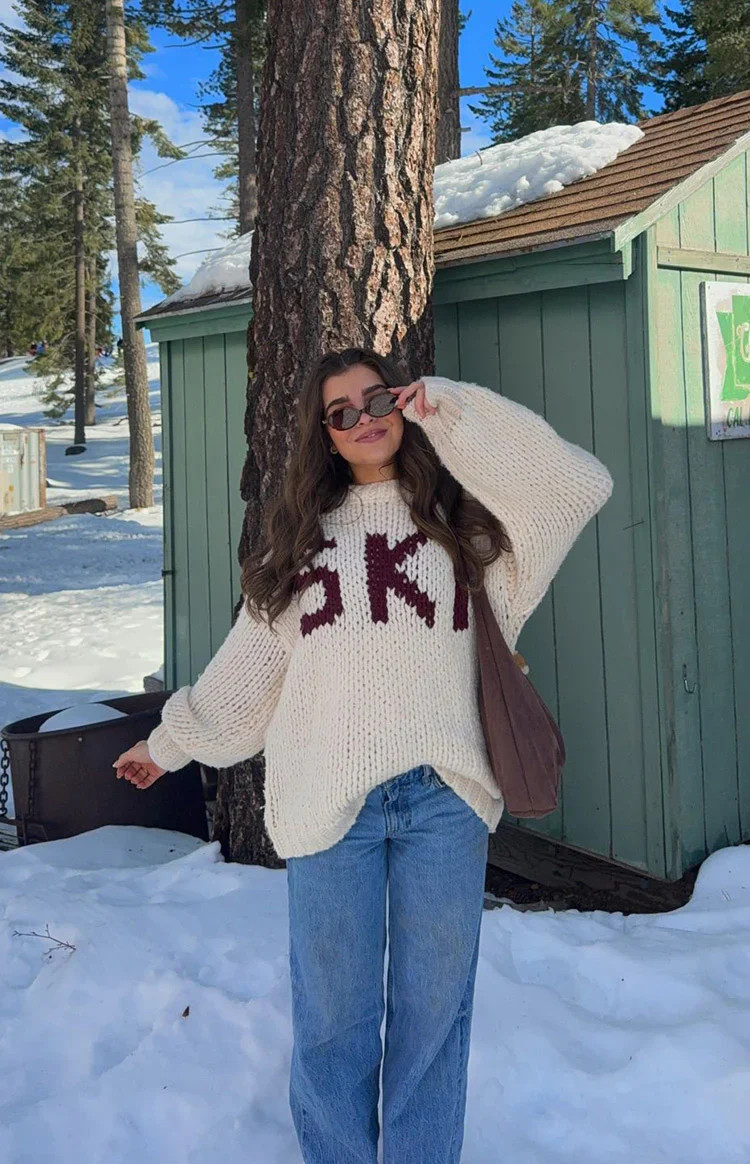 Jasmine Ski Cream Jacquard Chunky Knit Sweater | Beginning Boutique | Beginning Boutique (US)