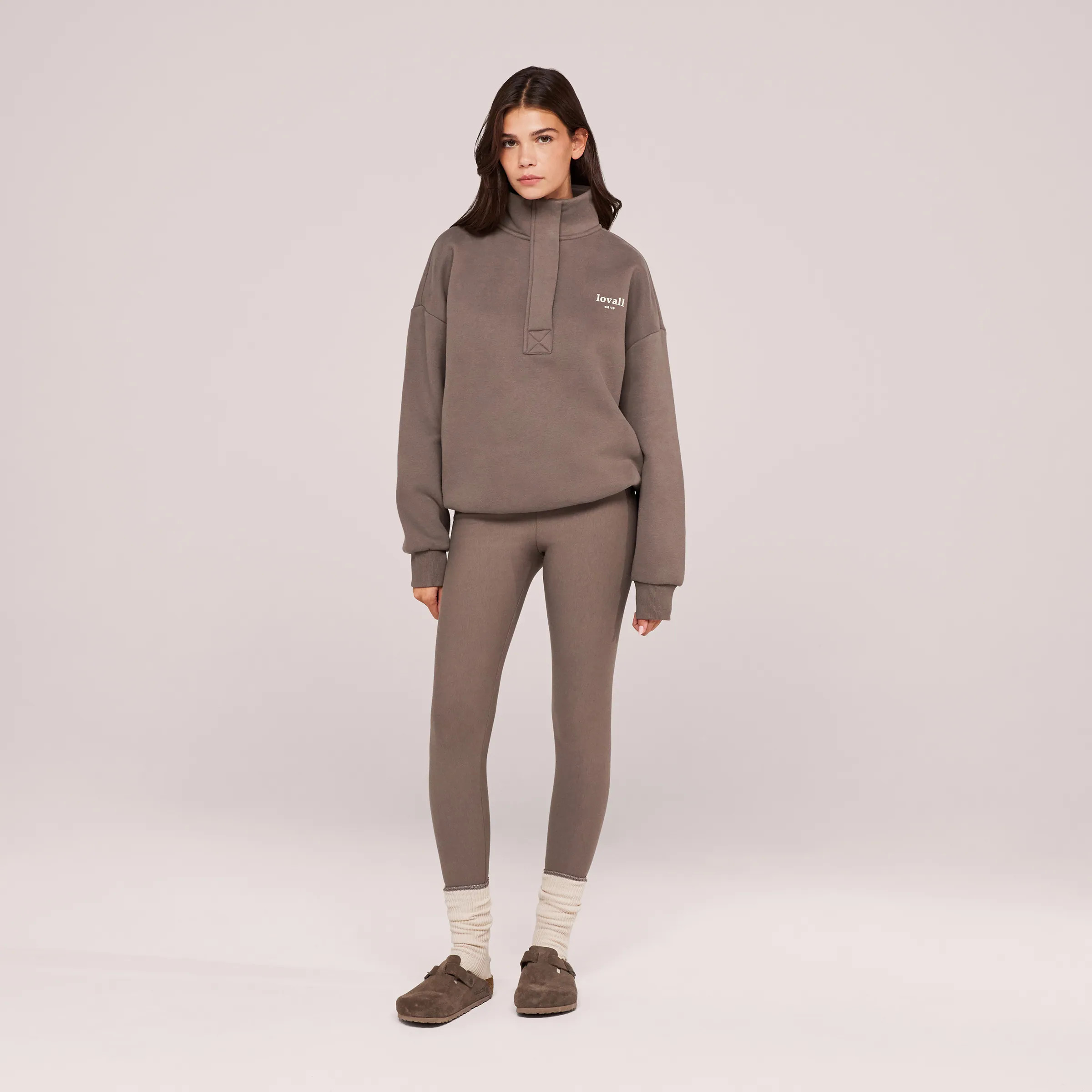 Heavyweight 1/4 Zip Sweatshirt | Mocha | LOVALL