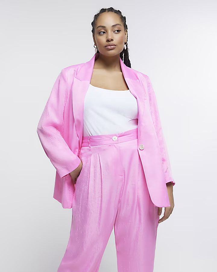Plus pink long sleeve blazer | River Island (UK & IE)
