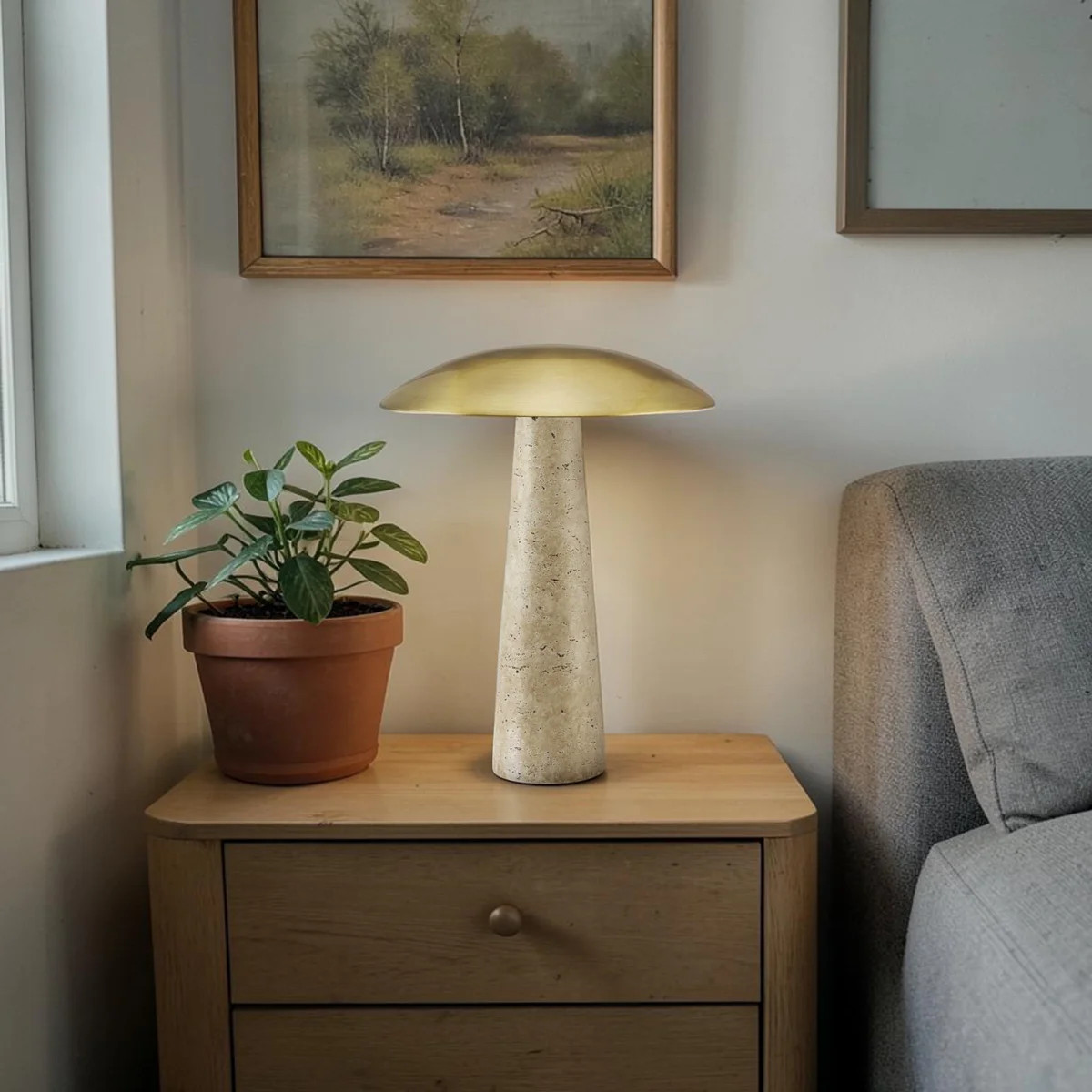 Pulman Beige Resin Gold Metal Table Lamp | Wayfair North America