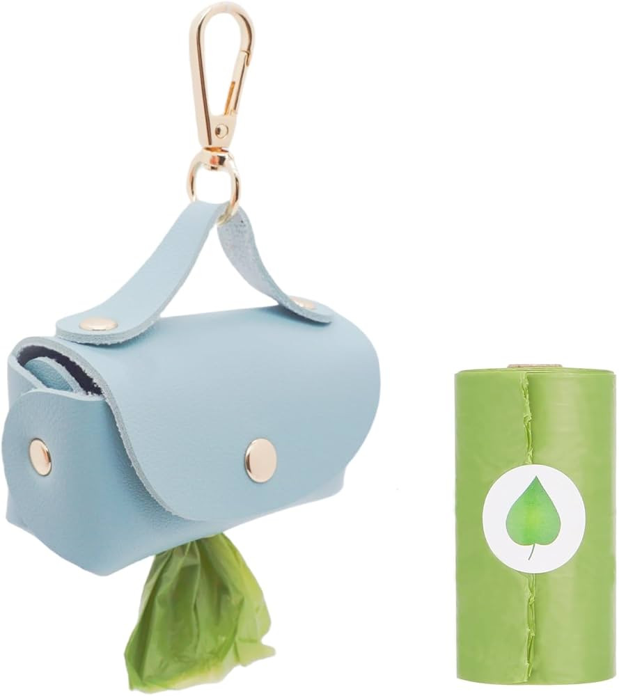 Leather Poop Bag Holder Dispenser for Leash, Portable and Reusable Dog Poop Bag Dispenser, Dog Ba... | Amazon (US)