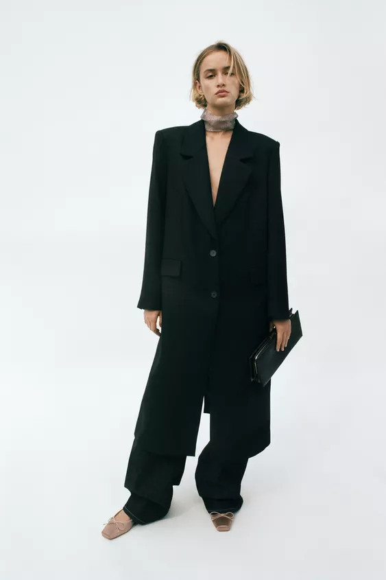 LONG COAT WITH SHOULDER PADS | Zara UK