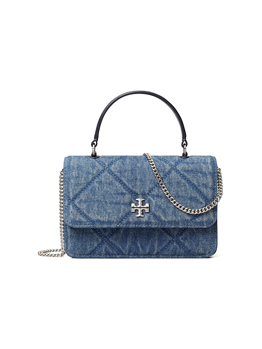 Women's Kira Mini Diamond-Quilted Denim Top Handle Bag - Blue | Saks Fifth Avenue