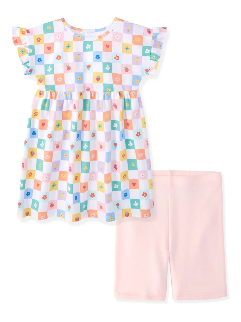 Garanimals Baby & Toddler Girl Cotton 2-Piece Set, Short-Sleeve Dress & Biker Shorts, 18M–6T | Walmart (US)