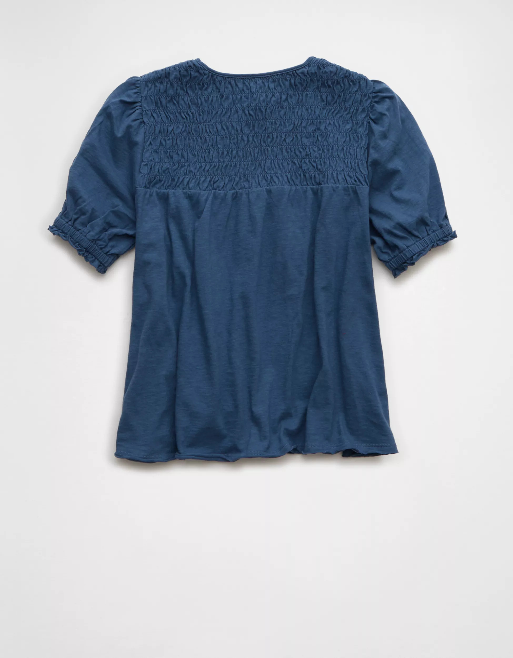 AE Sunchaser High Neck Puff Sleeve Smocked T-Shirt | American Eagle Outfitters (US & CA)
