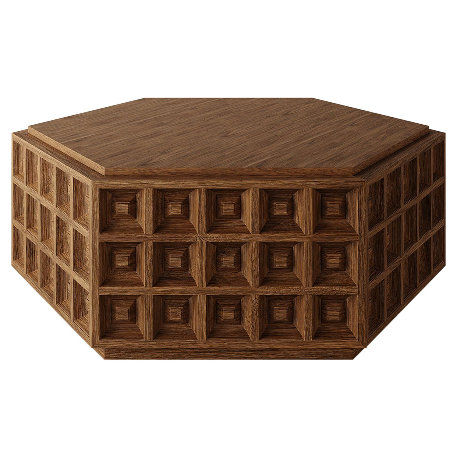 Dubois Hexagonal Oak Coffee Table by Christiane Lemieux | 1stDibs