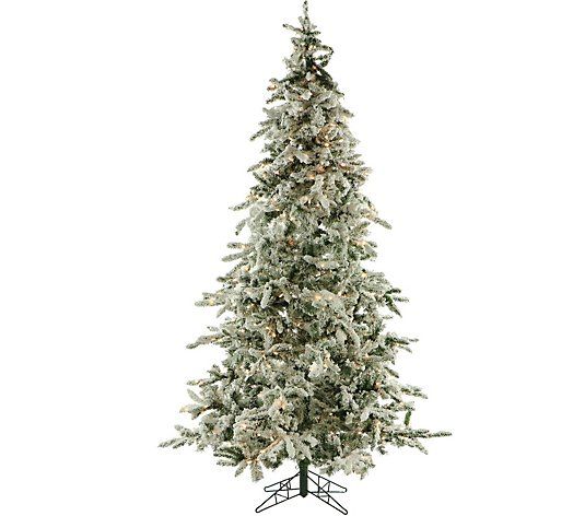 Fraser Hill Farm Prelit 7.5' Flocked Mountain Pine Tree w/ LE - QVC.com | QVC