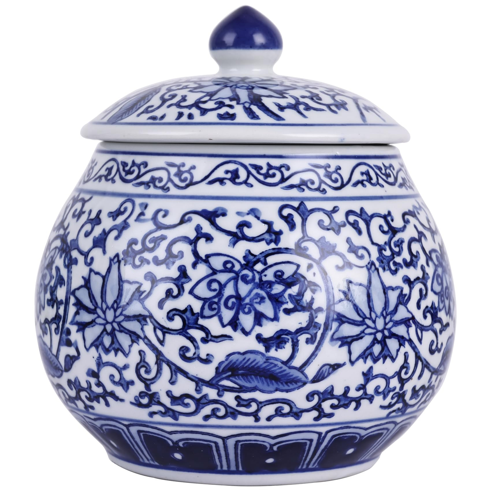 Ming And Qing Dynasty Style Blue and White Porcelain Ginger Jar - Hand-Painted Floral Chinoiserie... | Amazon (UK)