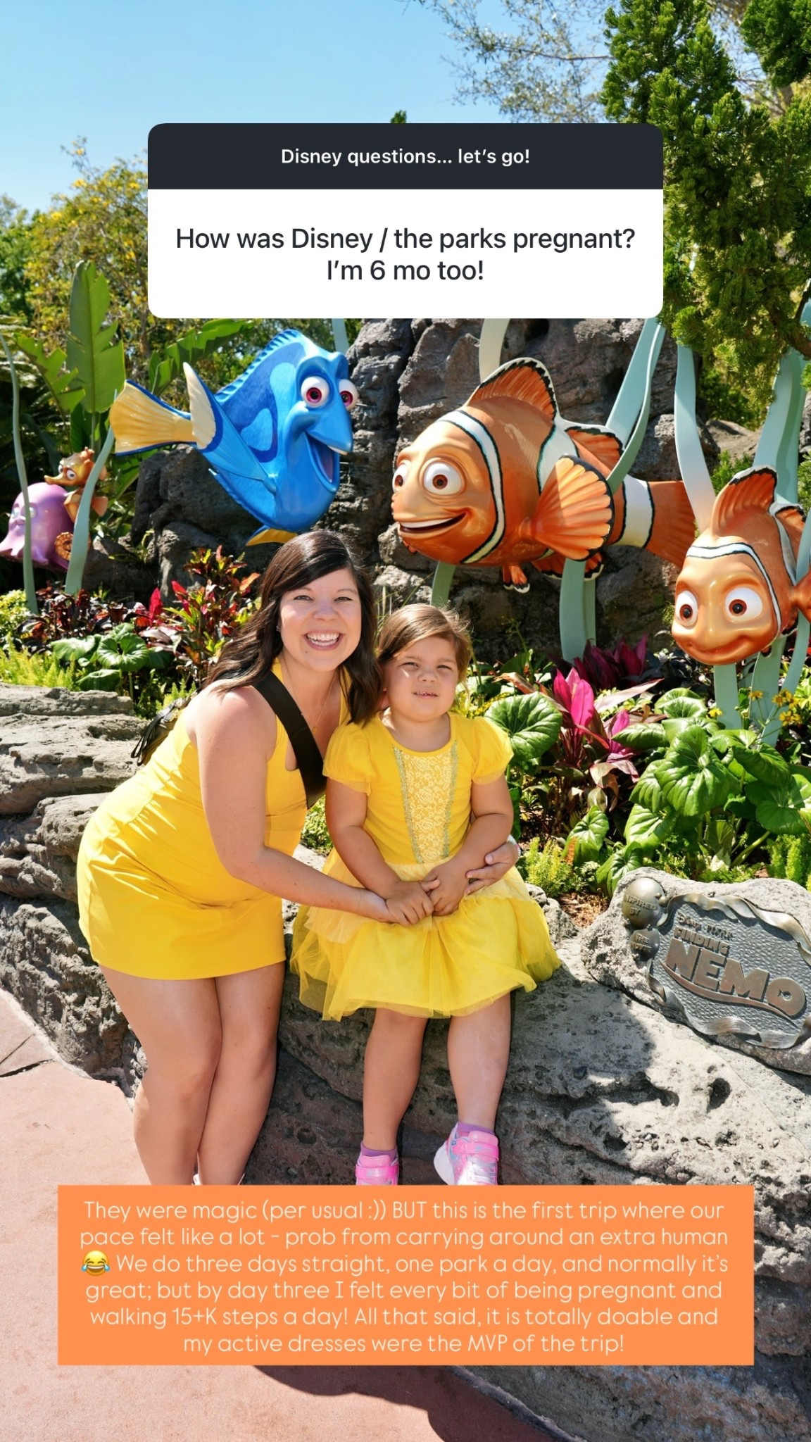 They were magic (per usual :)) BUT this is the first trip where our pace felt like a lot - prob from carrying around an extra human 😂 We do three days straight, one park a day, and normally it’s great; but by day three I felt every bit of being pregnant and walking 15+K steps a day! All that said, it is totally doable and my active dresses were the MVP of the trip!