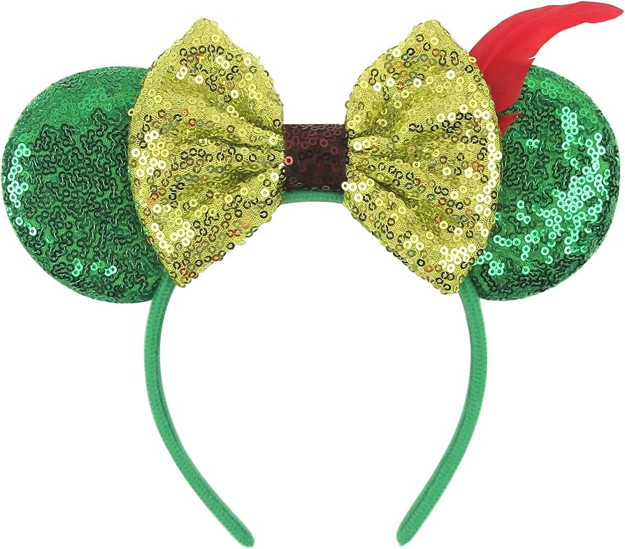 Shiny Mouse Ears Headband Pirate Ears with Sparkly Bow Pirate Headwear for Women Costume Decorati... | Amazon (US)