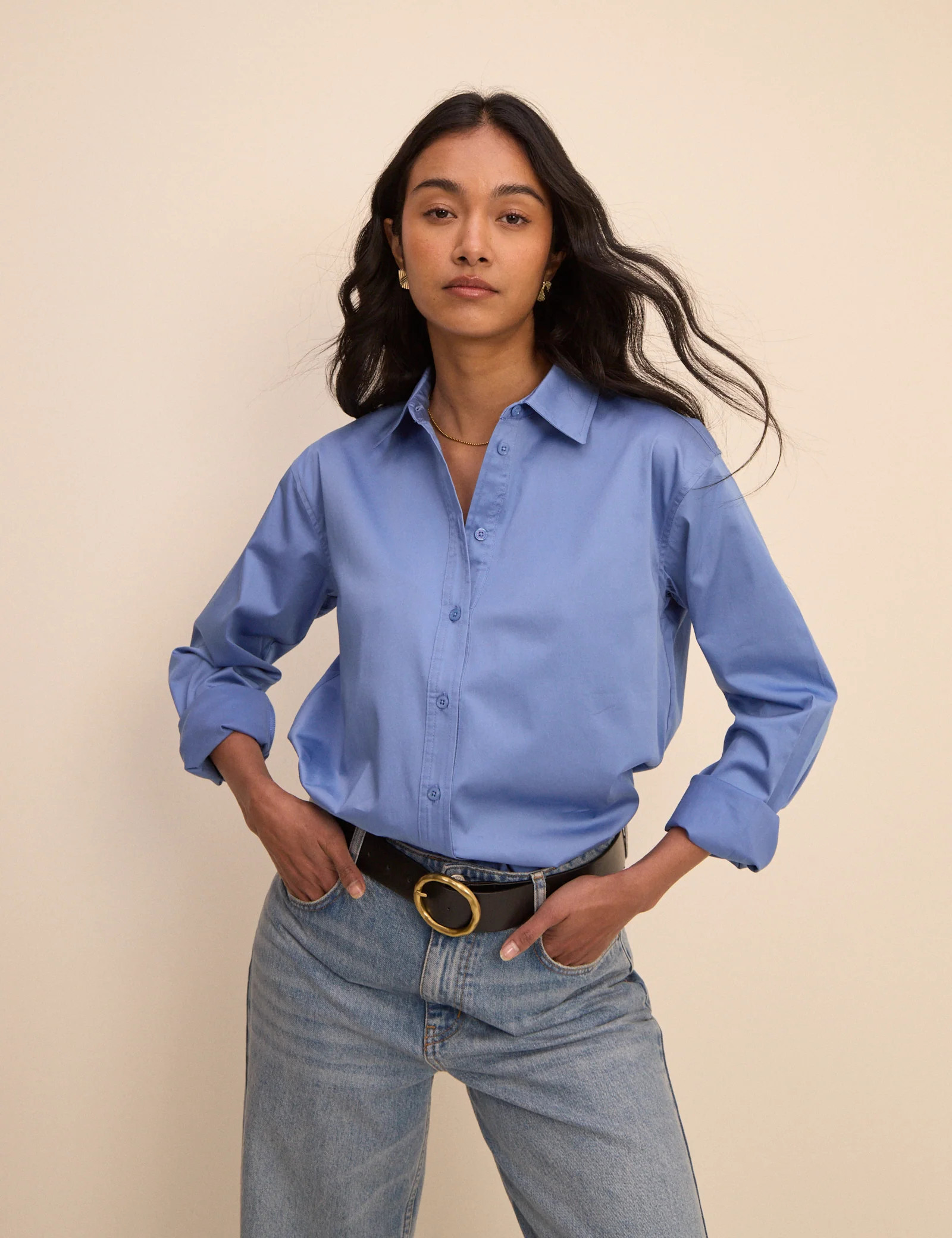 Cornflower Blue Hestia Relaxed Shirt | Nobody's Child