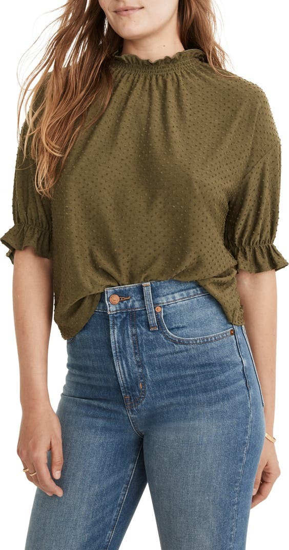 Texture & Thread Clip Dot Ruffle Top | Nordstrom