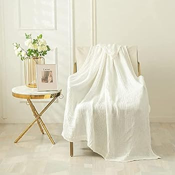 EMME Cotton Blanket Muslin White Throw Blanket for Couch 4-Layer Gauze Blanket Breathable Gauze B... | Amazon (US)