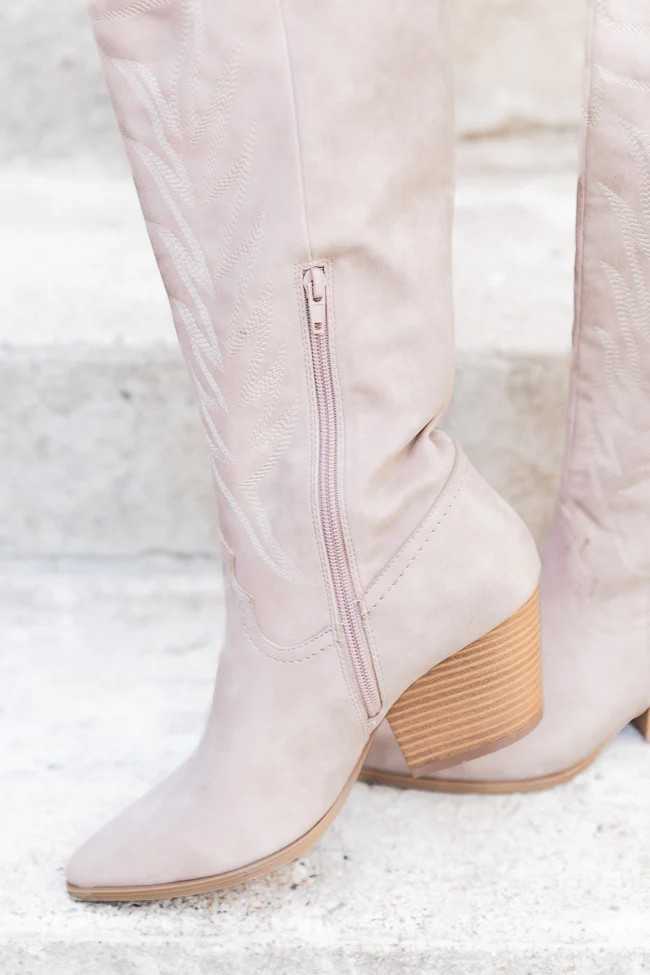 Shania Tan Tall Cowboy Boots | Pink Lily