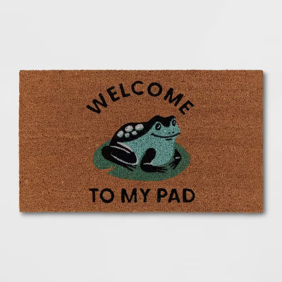 1'4"x2'4" 'Welcome To My Pad' Frog Coir Doormat Natural - Room Essentials™ | Target