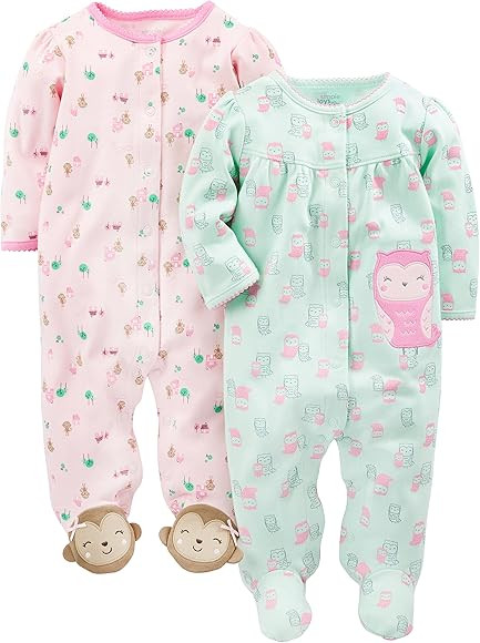 Simple Joys by Carter's Baby Girls' 2-Pack Cotton Snap Footed Sleep and Play | Amazon (US)