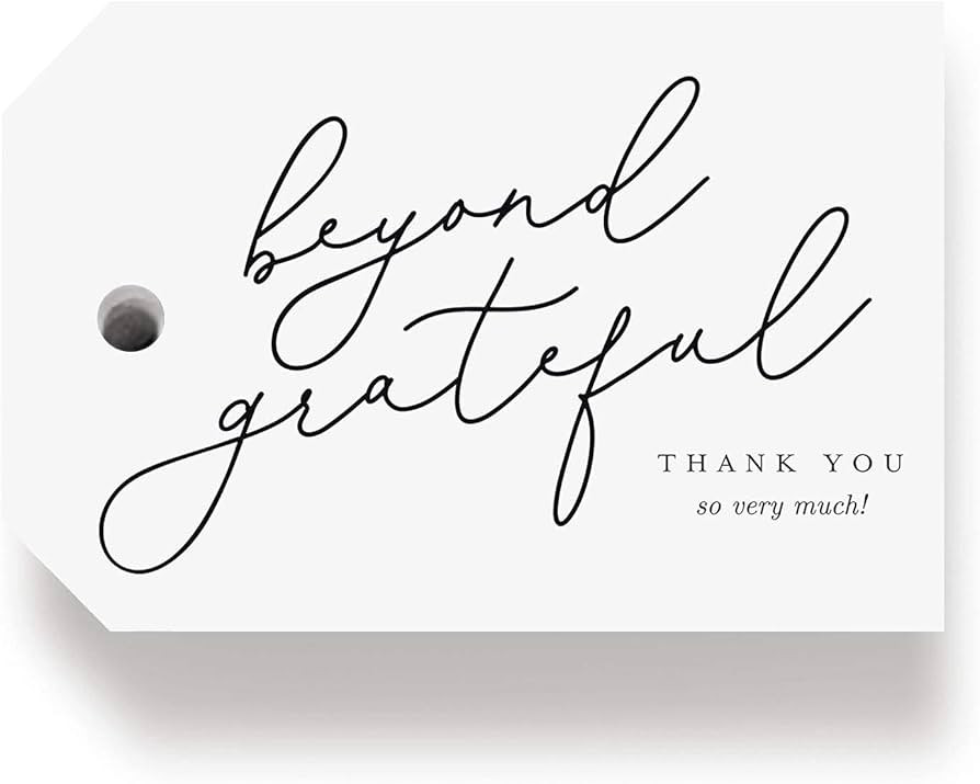 Bliss Collections Thank You Gift Tags, Modern Calligraphy, Beyond Grateful for You Gift Tags Perf... | Amazon (US)