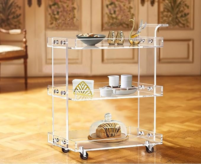 ONELUX 2319 Clear Acrylic Storage Rolling Cart,Mobile Bar Cart | Amazon (US)