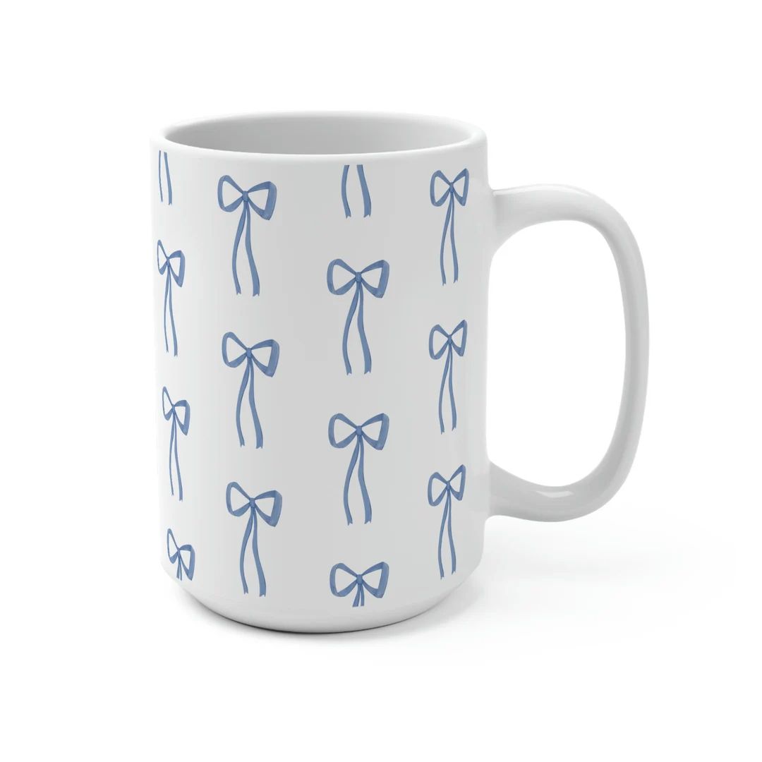 Little Bow Blue Mug, Something Blue Mug, Classic New England Preppy Mug, Mothers Day Gift for Mom... | Etsy (US)