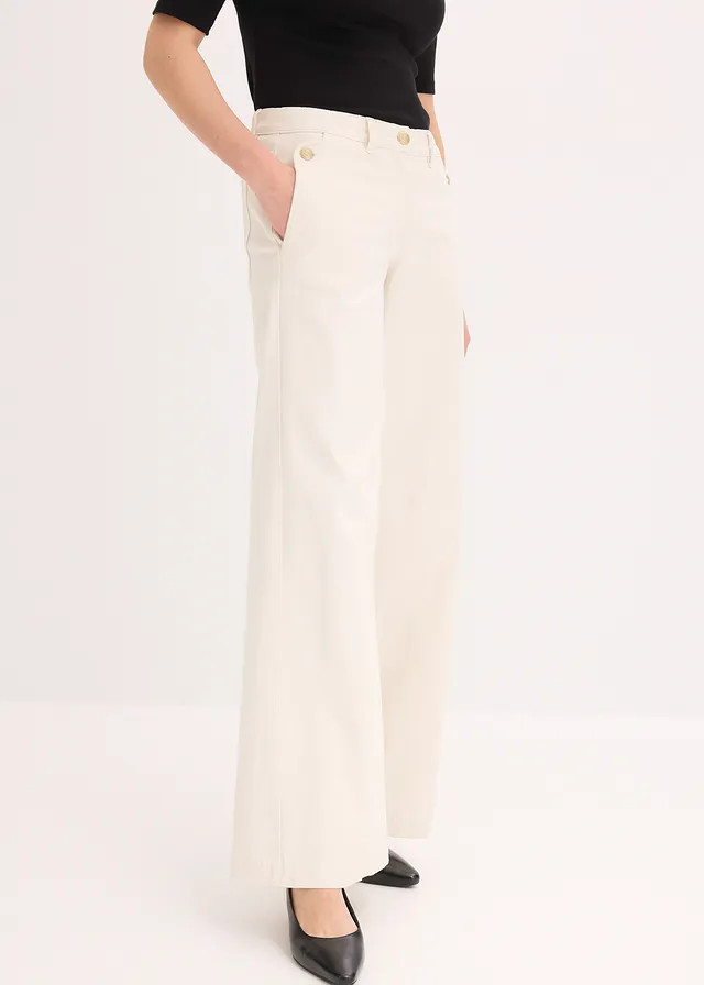 Wide leg broek met stretch ecrubeige | Bonprix NL (Influencer)