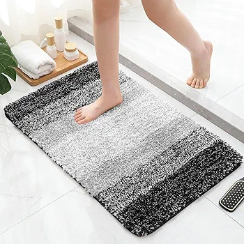 MitoVilla Black Bathroom Rugs, Soft Microfiber Small Bath Mats for Bathroom Non Slip, Thick Washa... | Amazon (US)