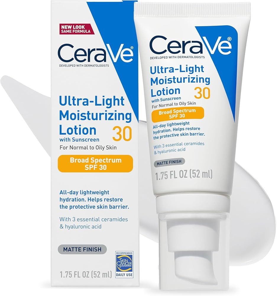 CeraVe Ultra-Light Moisturizing Lotion With SPF 30| Daily Face Moisturizer with SPF | Formulated ... | Amazon (US)