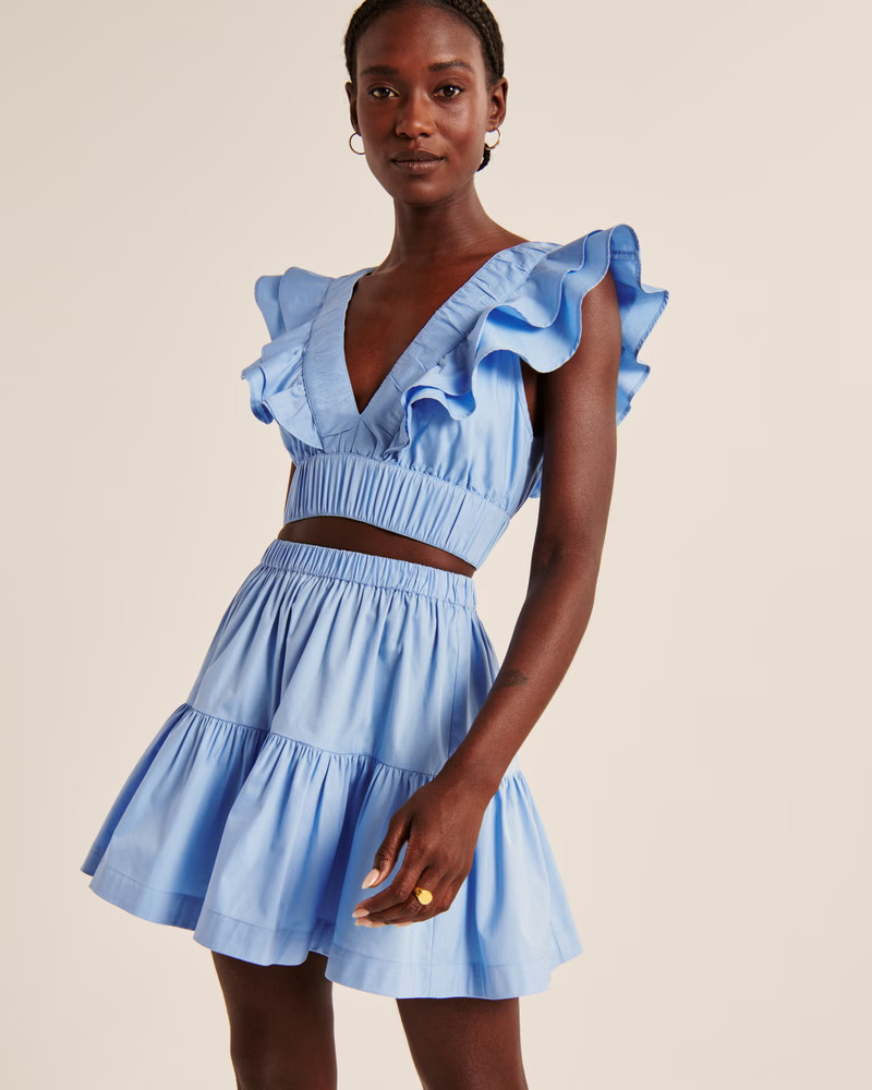 Drama Collar Ruffle Poplin Top | Abercrombie & Fitch (US)