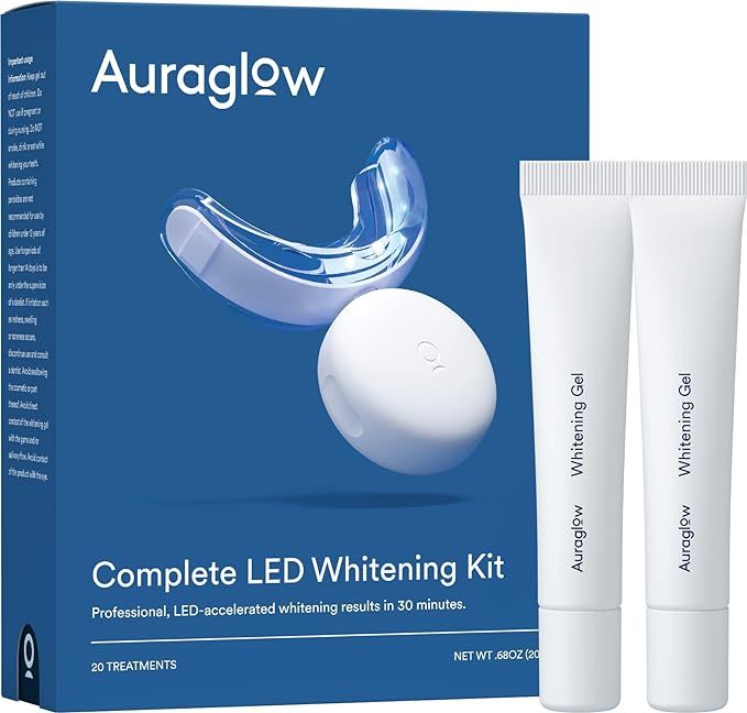 Auraglow Teeth Whitening Kit with LED Light, 35% Carbamide Peroxide Gel, 20+ Whitening Treatments... | Amazon (US)