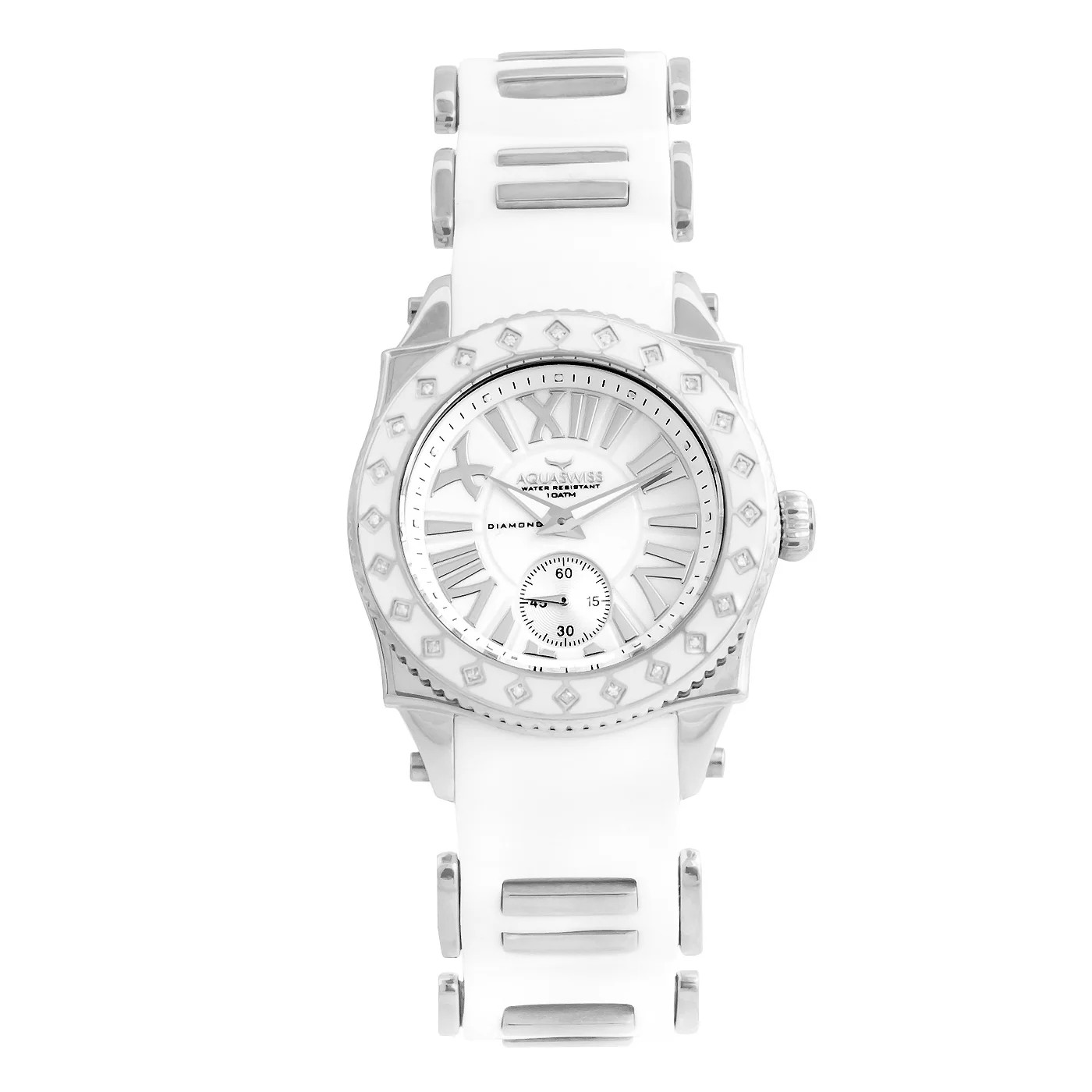 Aquaswiss Swissport L Diamond Watch in White Lord & Taylor | Lord & Taylor