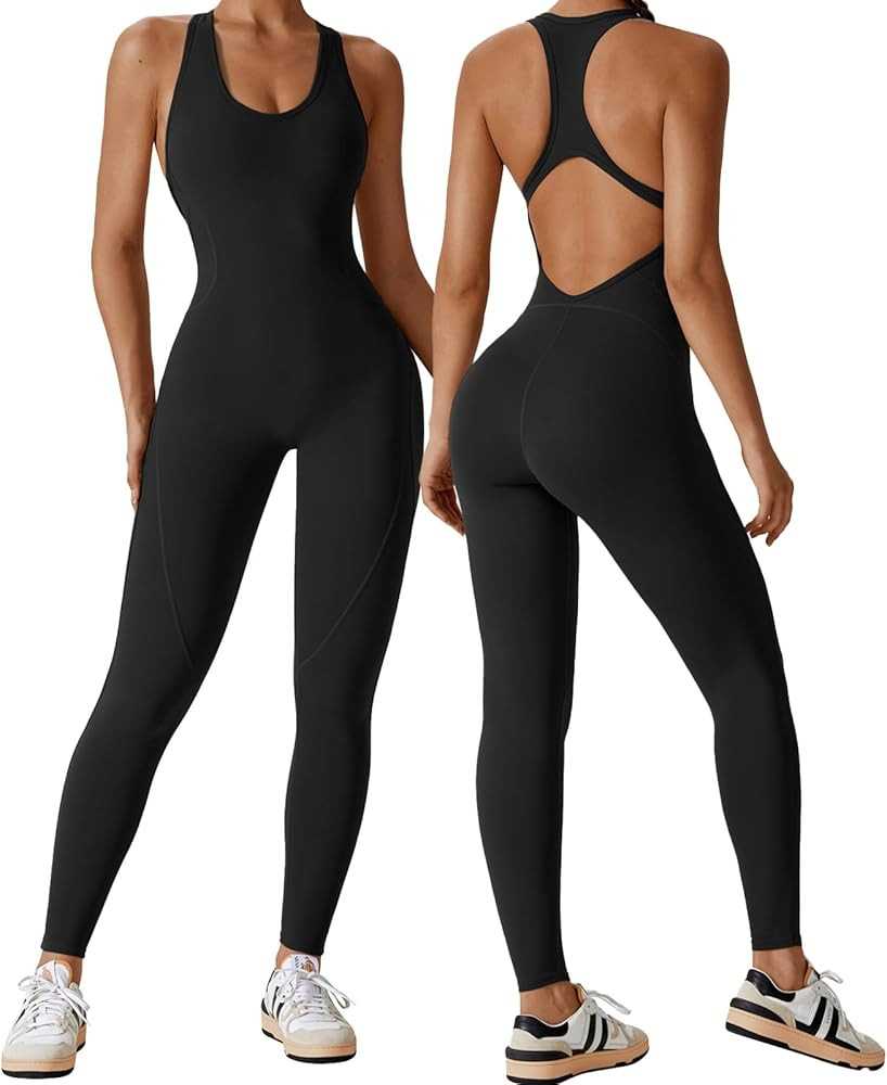 OEAK Womens Sleeveless Jumpsuit Racerback 2024 Cutout Romper Workout Outfit Sport Seamless Unitar... | Amazon (US)