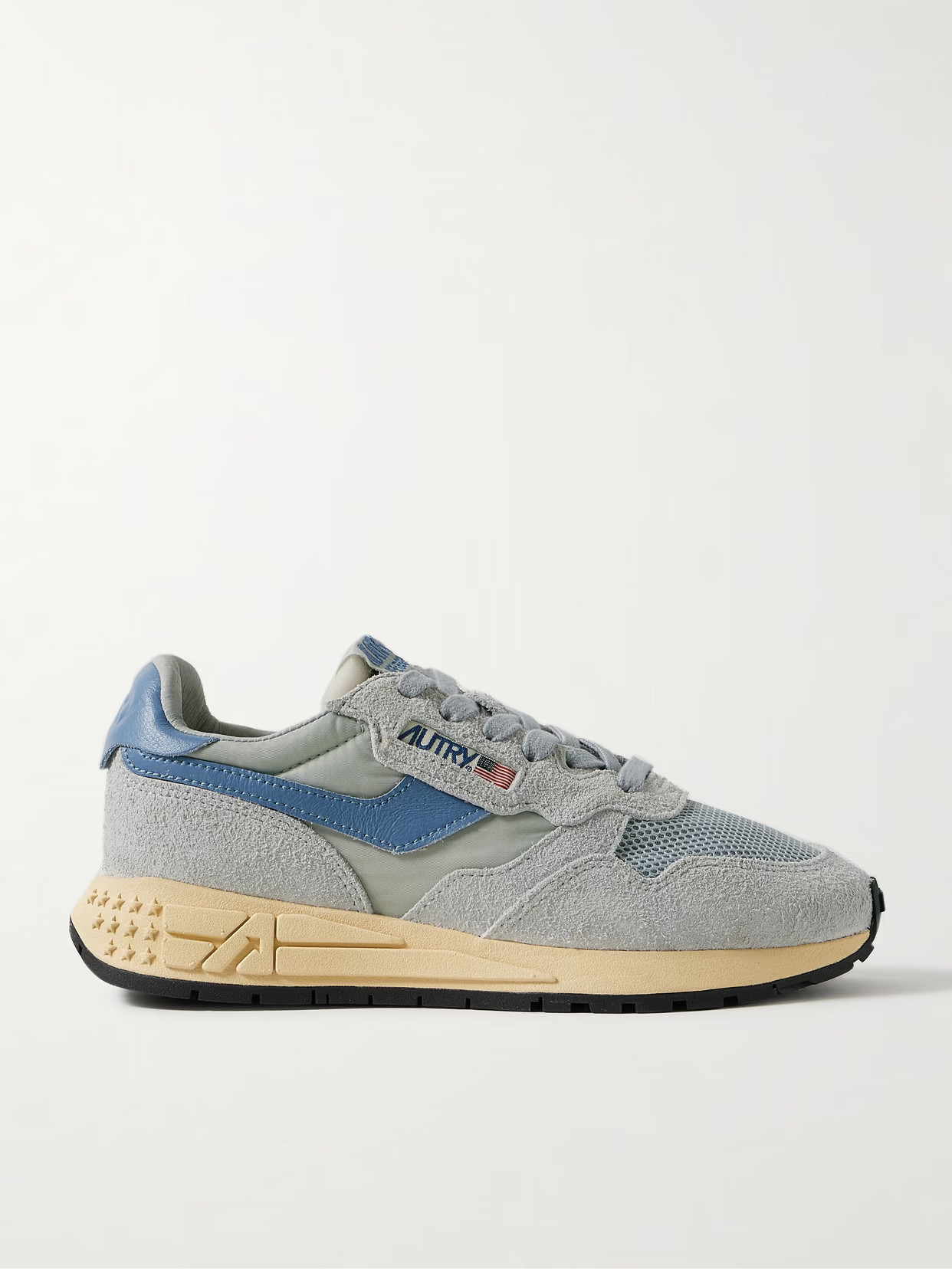 Autry - Reelwind Low Textured Leather-trimmed Suede And Shell Sneakers - Blue | NET-A-PORTER (US)