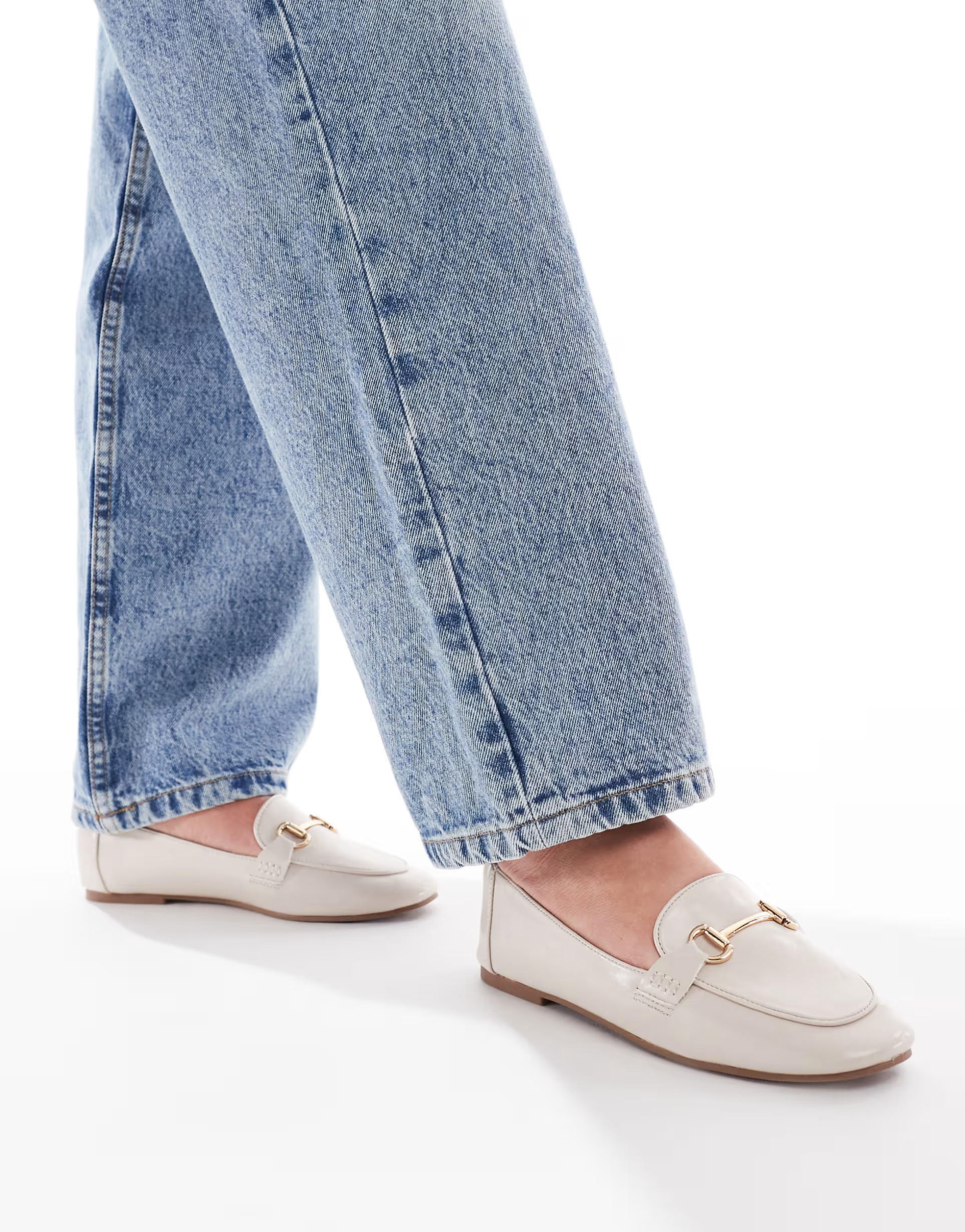 London Rebel Nori buckle detail loafer in cream | ASOS | ASOS (Global)