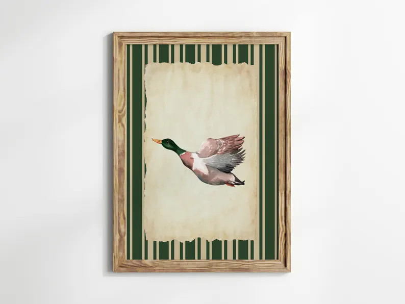 Vintage Green Nursery Prints | Set of 5 | Rustic Playroom Decor | Baby Boy Nursery | Mallard Duck... | Etsy (US)